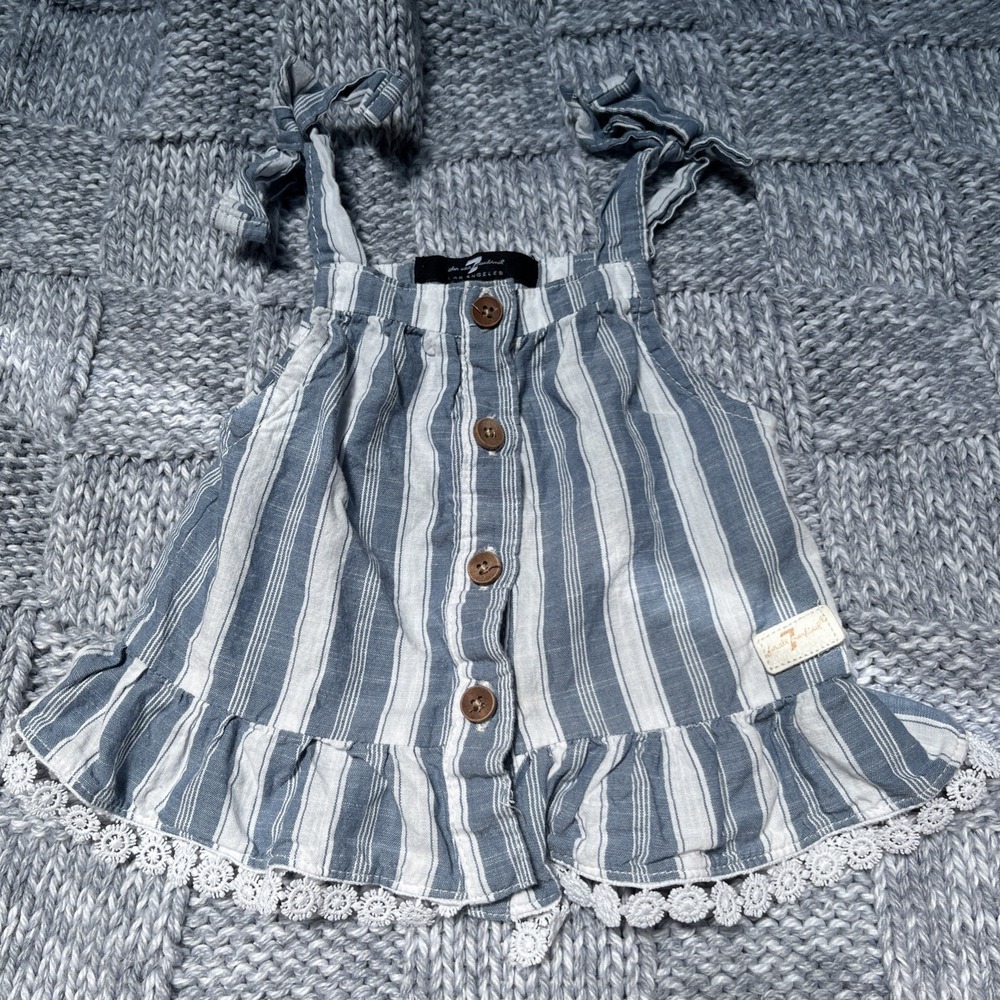 7 for all mankind Bow Strap Tank size 12 months blue/white Flowy Top